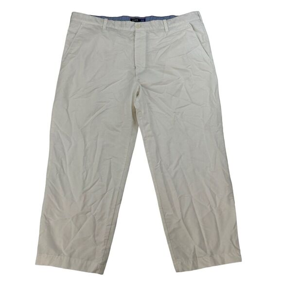 IZOD Men’s White Flat Front Straight Chino Pants 42x30 (44x27.5) Stretch Cotton - Picture 1 of 11